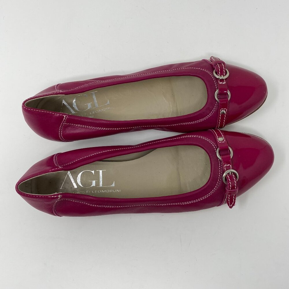 agl attilio giusti leombruni pink slip on leather cap toe flats